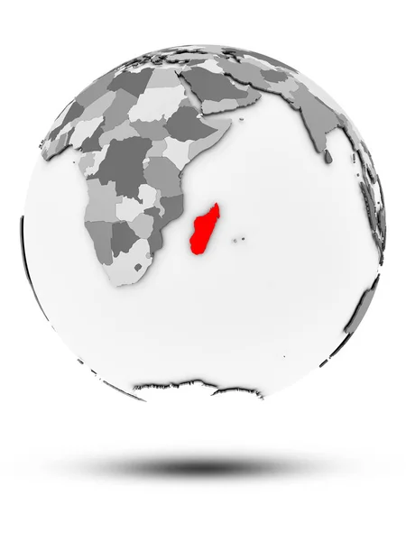 Madagascar Simple Gray Globe Shadow Isolated White Background Illustration — Stock Photo, Image