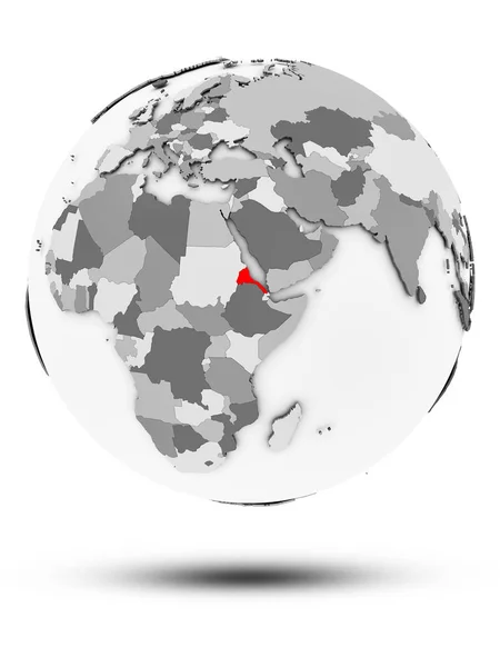 Эритрея Простом Сером Земном Шаре Тенью Изолированы Белом Фоне Иллюстрация — стоковое фото
