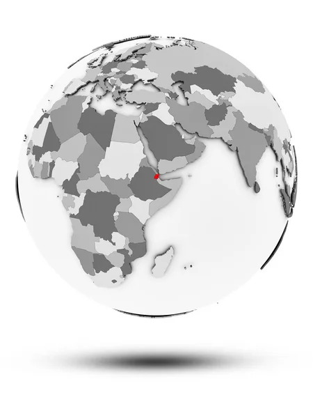 Djibouti Simple Gray Globe Shadow Isolated White Background Illustration — Stock Photo, Image