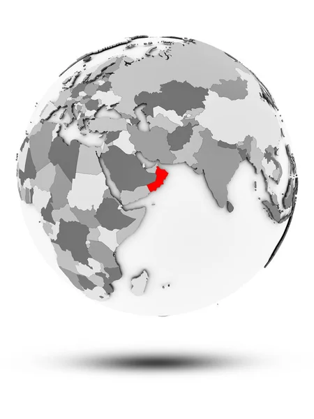 Оман Простом Сером Земном Шаре Тенью Изолированы Белом Фоне Иллюстрация — стоковое фото