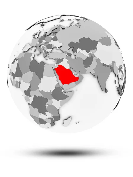 Saudi Arabia Simple Gray Globe Shadow Isolated White Background Illustration — Stock Photo, Image