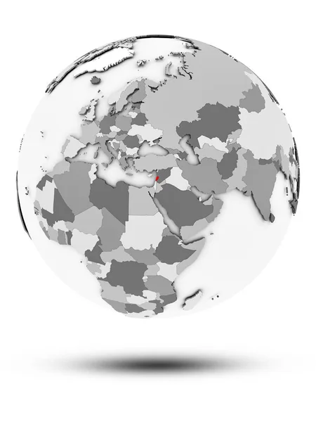 Libanon Auf Einem Einfachen Grauen Globus Mit Schatten Auf Weißem — Stockfoto