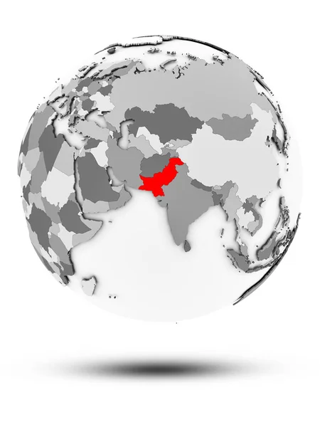 パキスタンは 白い背景で隔離の影と単純な灰色の地球アイコン上 イラストレーション — ストック写真