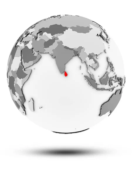 Srí Lanka Egyszerű Szürke Globe Elszigetelt Fehér Background Árnyéka Illusztráció — Stock Fotó