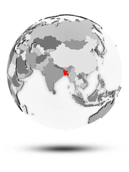 Bangladesh Simple Gray Globe Shadow Isolated White Background Illustration — Stock Photo, Image