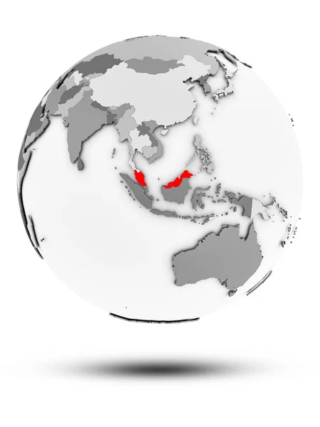 白い背景で隔離の影と単純な灰色の地球アイコンのマレーシア イラストレーション — ストック写真