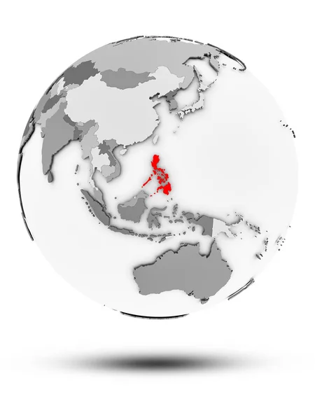 Філіппіни Простий Сірий Земної Кулі Тінню Ізольовані Білому Тлі Ілюстрація — стокове фото