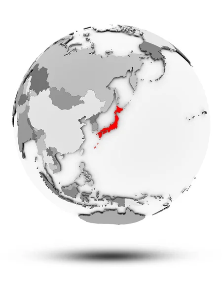 Японія Простий Сірий Земної Кулі Тінню Ізольовані Білому Тлі Ілюстрація — стокове фото