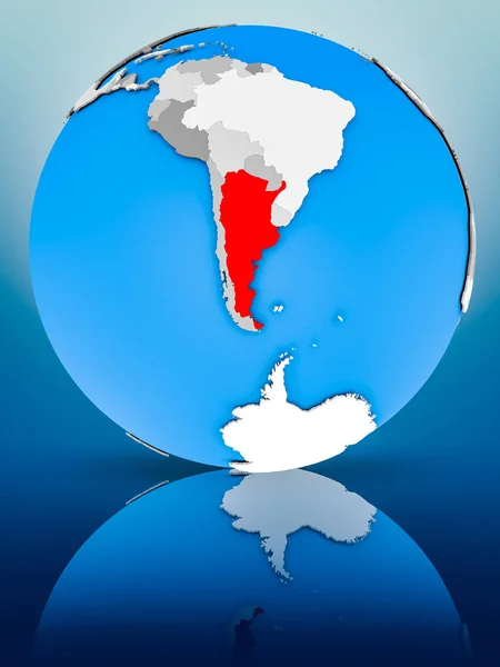 Argentinien Auf Einem Globus Der Sich Der Oberfläche Spiegelt Illustration — Stockfoto