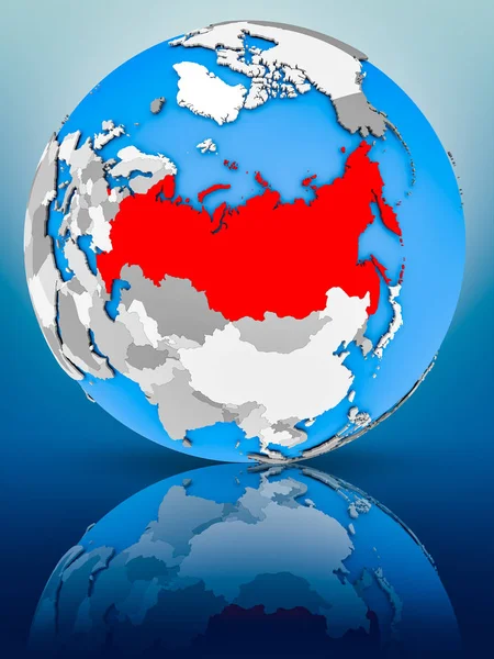 Rusland Wereldbol Reflecteren Een Oppervlak Illustratie — Stockfoto