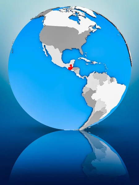 Guatemala Wereldbol Reflecteren Een Oppervlak Illustratie — Stockfoto