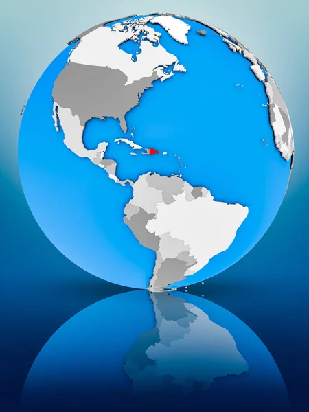 多米尼加共和国在地球表面反射 — 图库照片