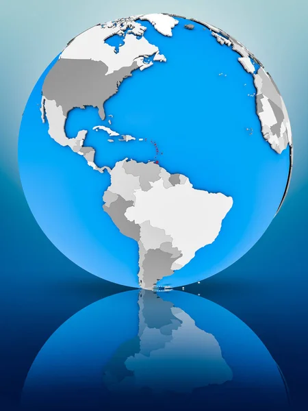 Caribbean Globe Reflecting Surface Illustration — Stock Photo, Image
