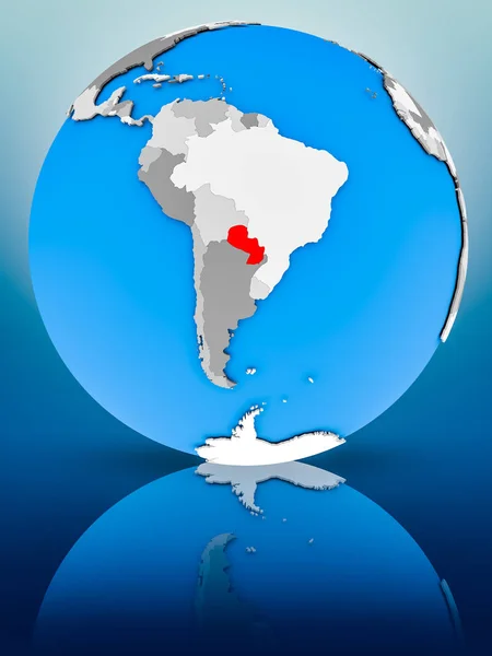 Paraguay Globe Reflektera Över Ytan Illustration — Stockfoto