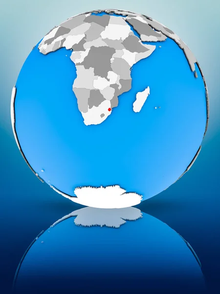 Swaziland Globe Reflektera Över Ytan Illustration — Stockfoto