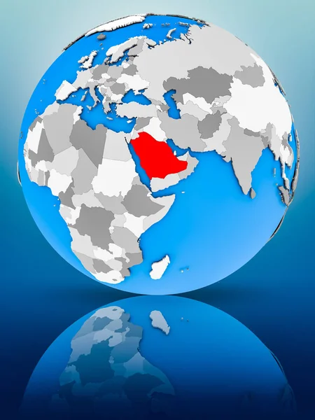 Saudi Arabia Globe Reflecting Surface Illustration — Stock Photo, Image