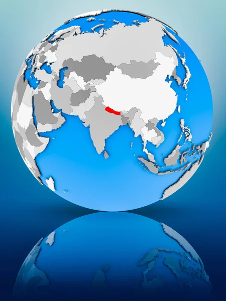 Nepal Globo Refletindo Superfície Ilustração — Fotografia de Stock