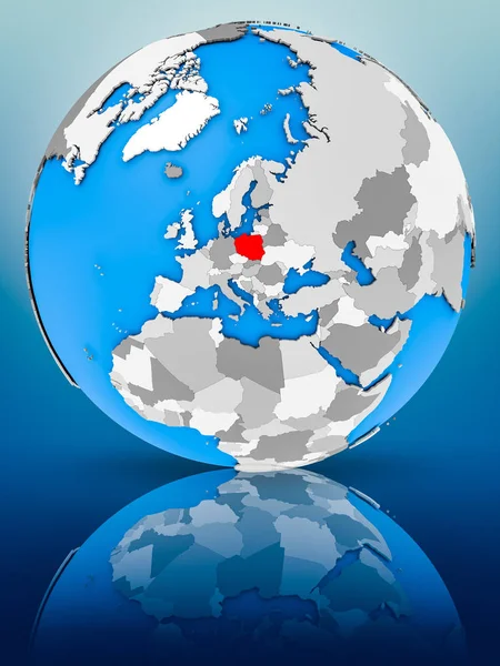 Poland Globe Reflecting Surface Illustration — Stock Photo, Image