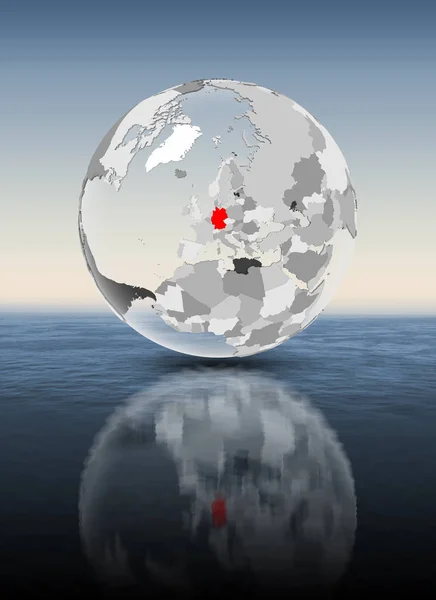Niemcy Czerwono Przezroczyste Glob Unoszące Się Nad Wodą Ilustracja — Zdjęcie stockowe
