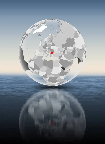 保加利亚在红色在透明地球漂浮在水之上 — 图库照片