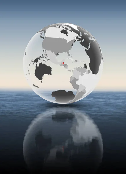 伯利兹在红色在透明地球漂浮在水之上 — 图库照片