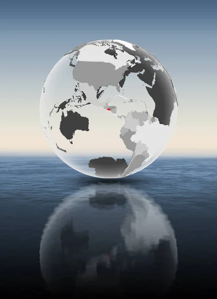 Сальвадор Красном Цвете Полупрозрачном Глобусе Плавающем Над Водой Иллюстрация — стоковое фото