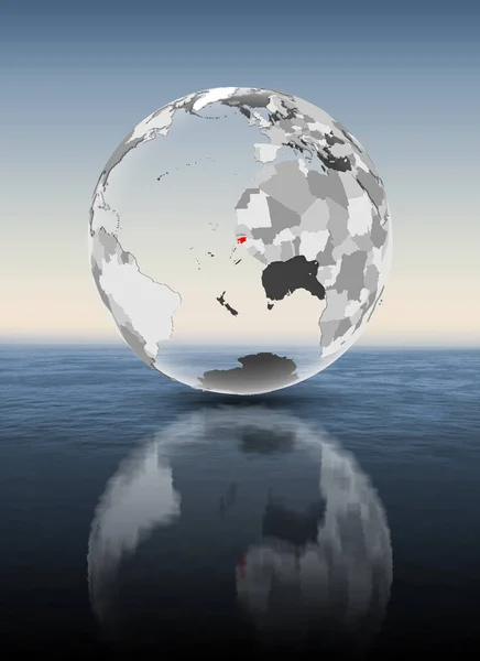 Гвінея Бісау Червоний Колір Напівпрозорого Земної Кулі Плавають Над Водою — стокове фото