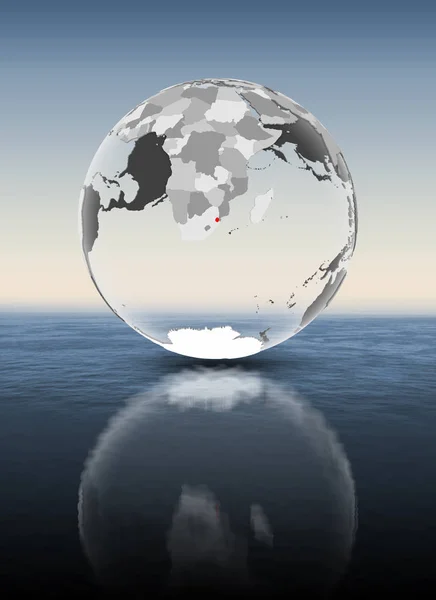 Свазиленд Красном Полупрозрачном Глобусе Плавающем Над Водой Иллюстрация — стоковое фото