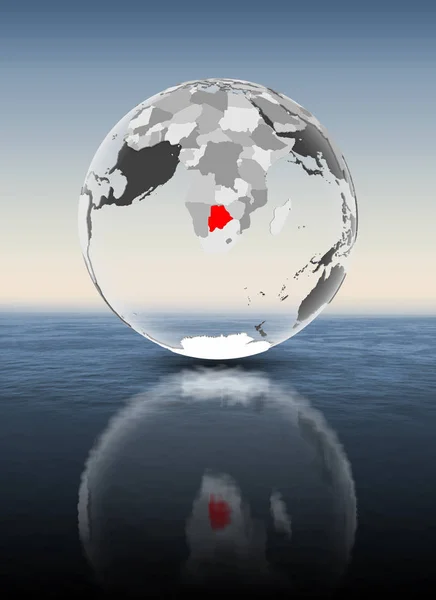 Botswana Rött Genomskinlig Globen Svävar Ovanför Vattnet Illustration — Stockfoto