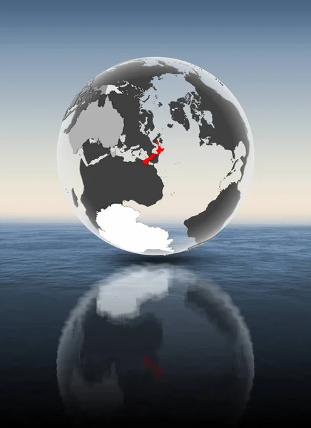 New Zealand Red Translucent Globe Floating Water Illustration — Stock Photo, Image