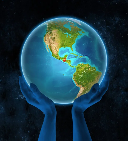 Gwatemala Planecie Ziemi Granic Kraju Widoczne Ręce Przestrzeni Ilustracja — Zdjęcie stockowe