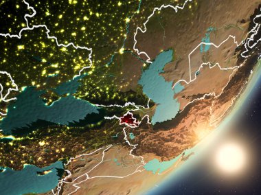 Son derece detaylı yüzey dokuları ve görünür ülke sınırları ile alan Ermenistan'dan. 3D çizim. Nasa tarafından döşenmiş bu görüntü unsurları.