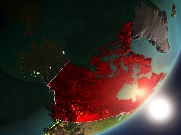 Kanada Kosmosu Bardzo Szczegółowe Tekstury Powierzchni Granic Kraju Widoczne Ilustracja — Zdjęcie stockowe