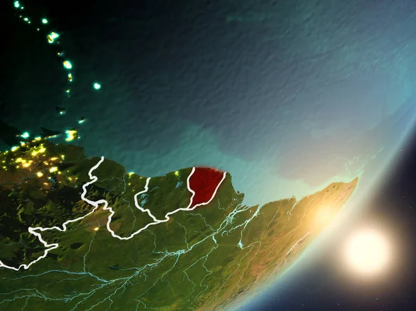 Guayana Francesa Desde Espacio Con Texturas Superficiales Muy Detalladas Fronteras —  Fotos de Stock