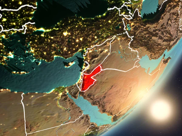 Jordânia Partir Espaço Com Texturas Superfície Altamente Detalhadas Fronteiras País — Fotografia de Stock