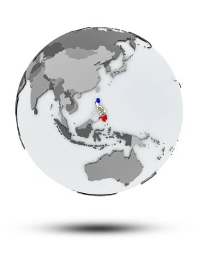 Filipinler bayrağı ile gölge beyaz arka plan üzerinde izole küre ile. 3D çizim.
