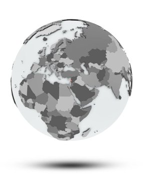 Lübnan bayrağı ile gölge beyaz arka plan üzerinde izole küre ile. 3D çizim.