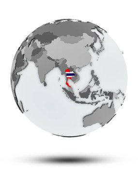 Tayland bayrağı ile gölge beyaz arka plan üzerinde izole küre ile. 3D çizim.