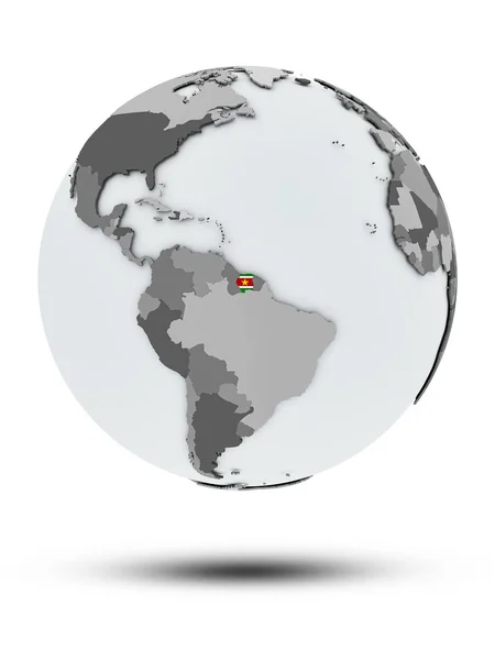 Suriname Flag Globe Shadow Isolated White Background Illustration — Stock Photo, Image