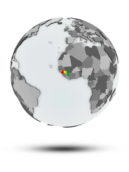 Γουινέα Σημαία Στον Κόσμο Σκιά Που Απομονώνονται Λευκό Φόντο Απεικόνιση — Φωτογραφία Αρχείου