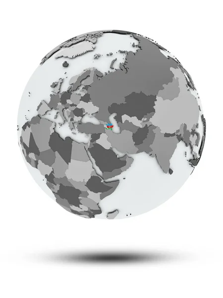 Azerbaijan Flag Globe Shadow Isolated White Background Illustration — Stock Photo, Image