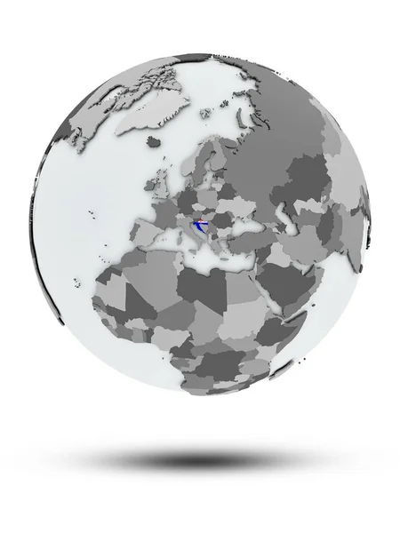 Croazia Con Bandiera Sul Globo Con Ombra Isolata Sfondo Bianco — Foto Stock