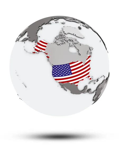 Usa Med Flagga Globen Med Skugga Isolerad Vit Bakgrund Illustration — Stockfoto