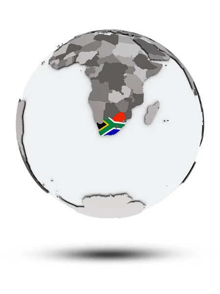 África Sul Com Bandeira Globo Com Sombra Isolada Sobre Fundo — Fotografia de Stock