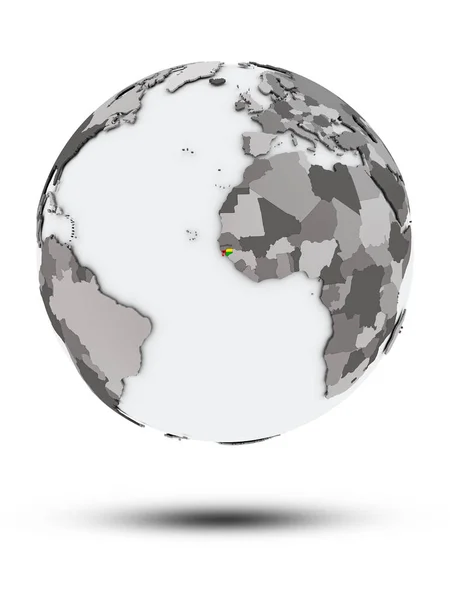 Guinea Bissau Flag Globe Shadow Isolated White Background Illustration — Stock Photo, Image