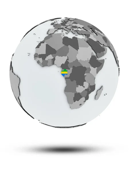 Gabon Flag Globe Shadow Isolated White Background Illustration — Stock Photo, Image