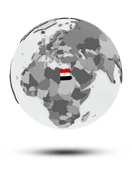 Egito Com Bandeira Globo Com Sombra Isolada Fundo Branco Ilustração — Fotografia de Stock