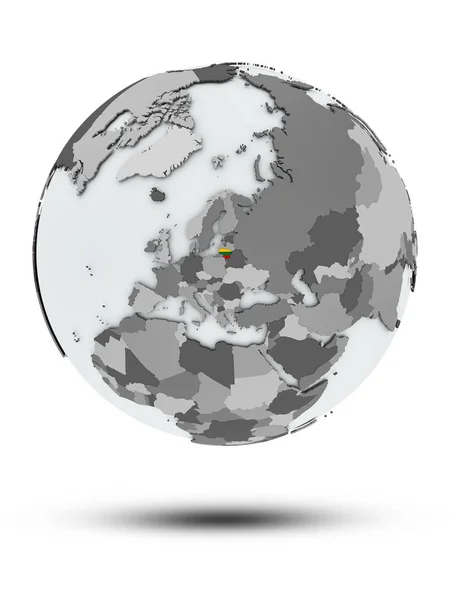Lithuania Flag Globe Shadow Isolated White Background Illustration — Stock Photo, Image