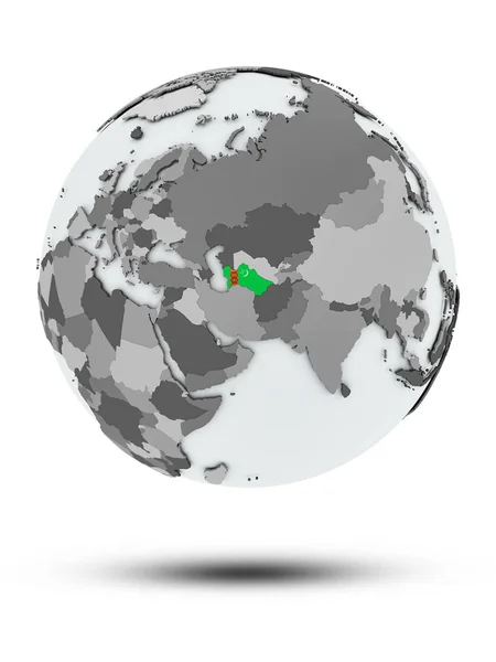 Туркменістан Прапором Всьому Світу Тінню Ізольовані Білому Тлі Ілюстрація — стокове фото