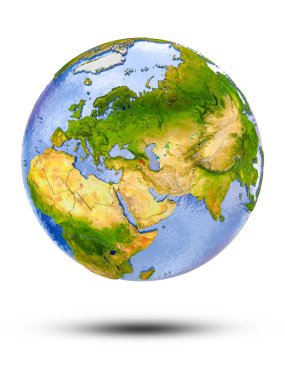 Ermenistan Globe izole beyaz zemin üzerine gölge ile. 3D çizim.